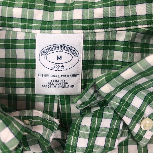 Brooks Brothers Slim Fit Green Plaid Button Up M - Picture 3 of 5